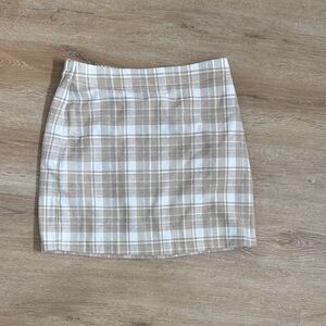 Skies Are Blue Harley Skirt Tan and White Plaid Pencil Skirt